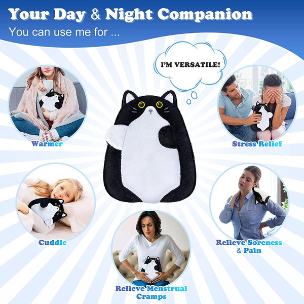 SuzziPad Cute Microwave Heating Pads for Cramps & Period Pain Relief, Weighted Stuffed Animals for Anxiety & Cuddle; Stress Relief Gifts for Women & Girls; Moist Heat Pack with Washable Cover, Cat