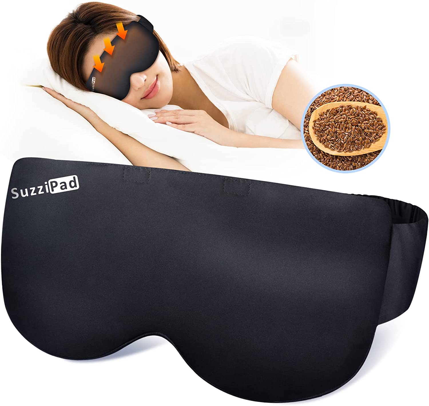 SuzziPad Microwavable Heating Pad for Neck Pain with Heated Eye Mask