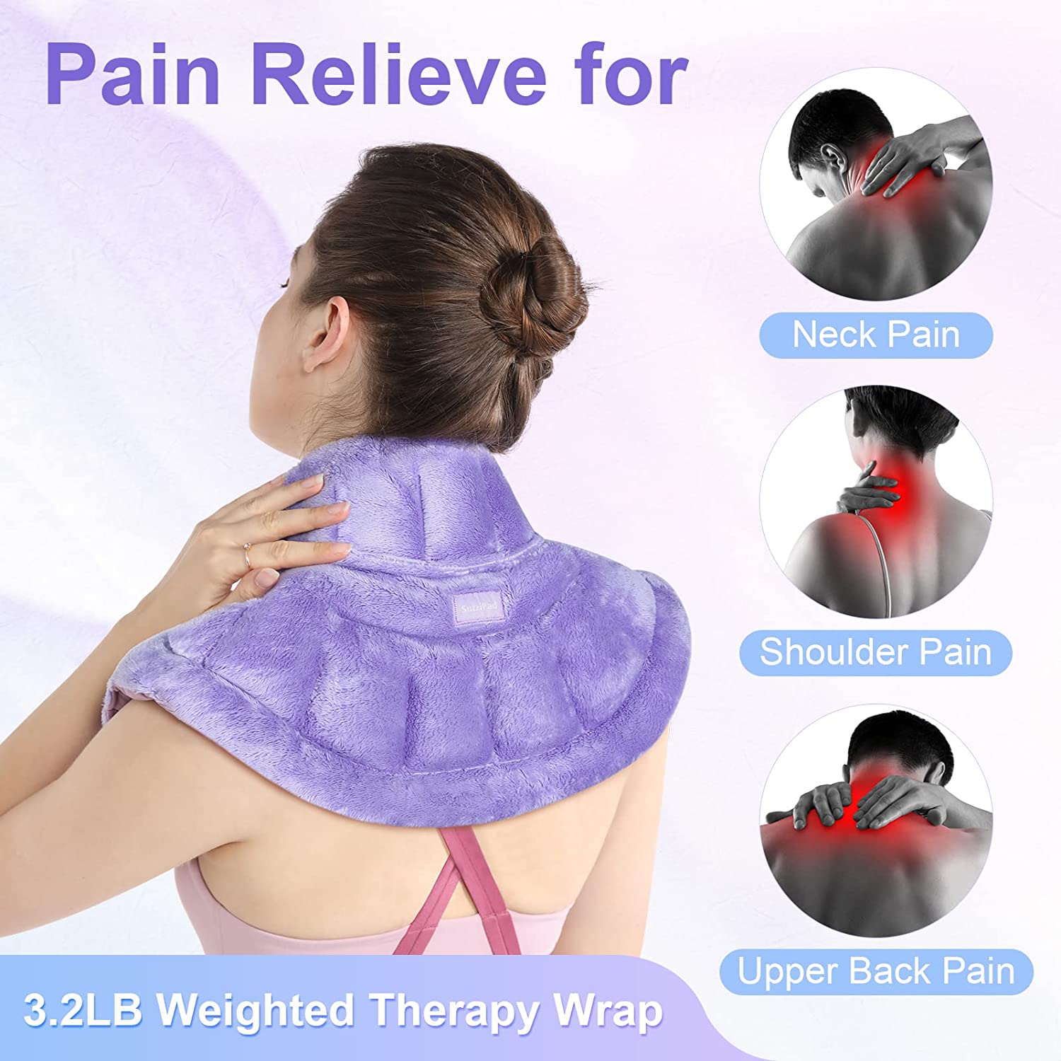 SuzziPad Microwave Heating Pad for Neck and Shoulders, Weighted Neck and Shoulder  Wrap for Pain Relief and Spasm, Heated Neck Wrap with Herbal Aromatherapy,  Moist Heat Neck Warmer Hot & Cold Compress