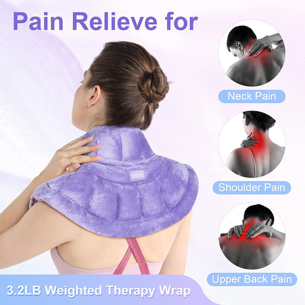 SuzziPad Microwave Heating Pad for Neck and Shoulders, Weighted Neck and Shoulder Wrap for Pain Relief and Spasm, Heated Neck Wrap with Herbal Aromatherapy, Moist Heat Neck Warmer Hot & Cold Compress