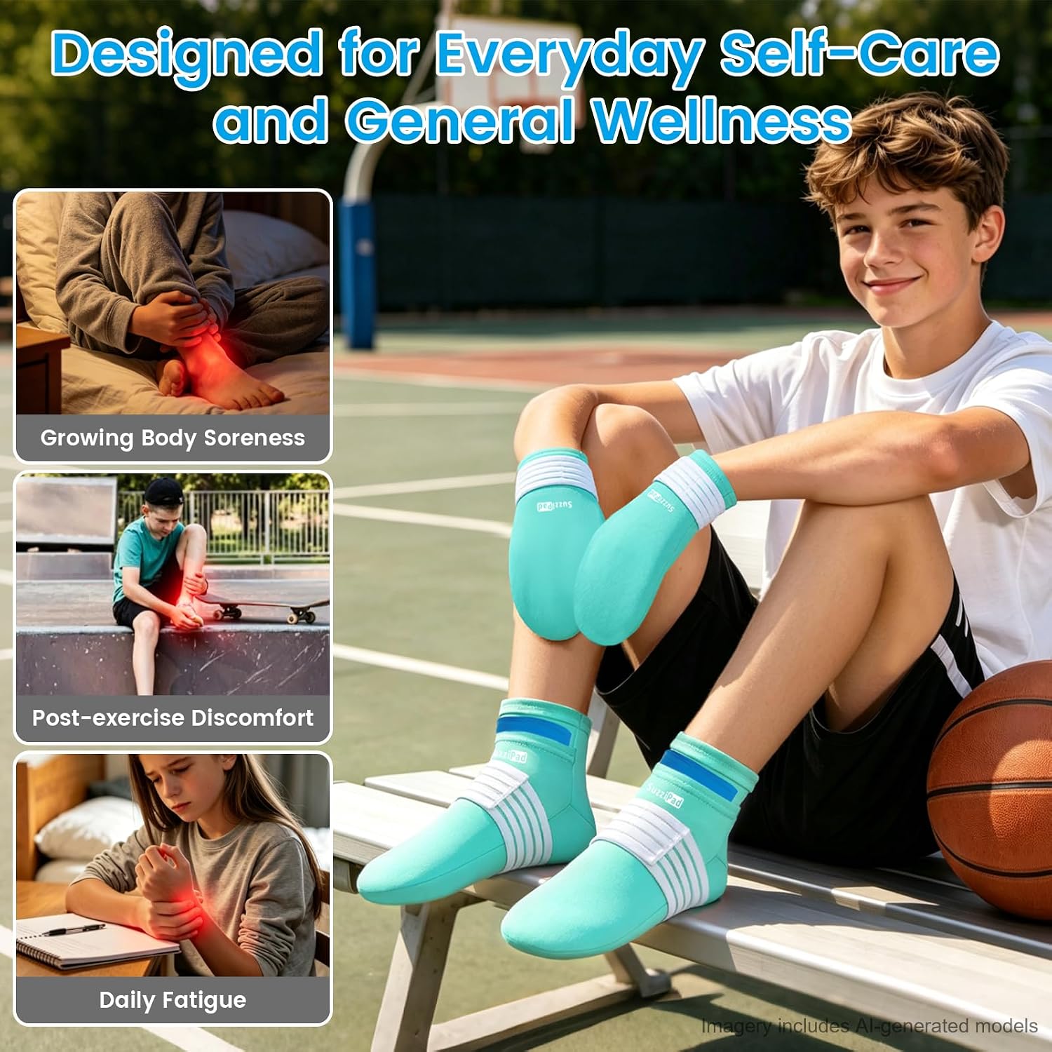 SuzziPad Cold Therapy Gloves & Socks for Small Hands & Feet, Reusable Ice Pack Cooling Wraps for Youth & Adults, Daily Comfort