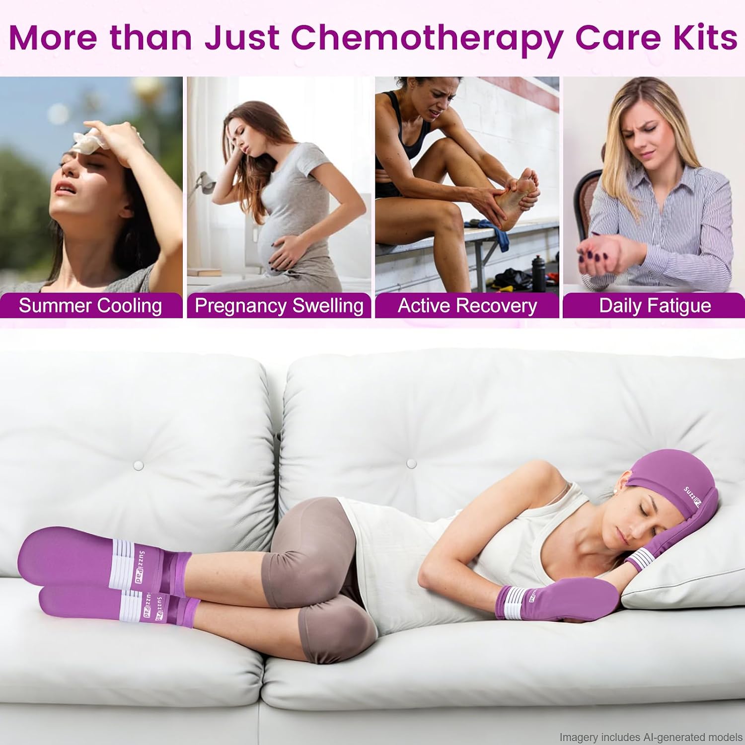 【手足冷却】グローブ ソックスセットSuzziPad 紫 SuzziPad Chemo Care Package, Chemo Gloves and Socks for Neuropathy, Co