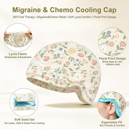 SuzziPad Cooling Cap for Chemo & Migraine, Reusable Soft Solid Gel for 360° Cold Therapy, Chemo Must Have