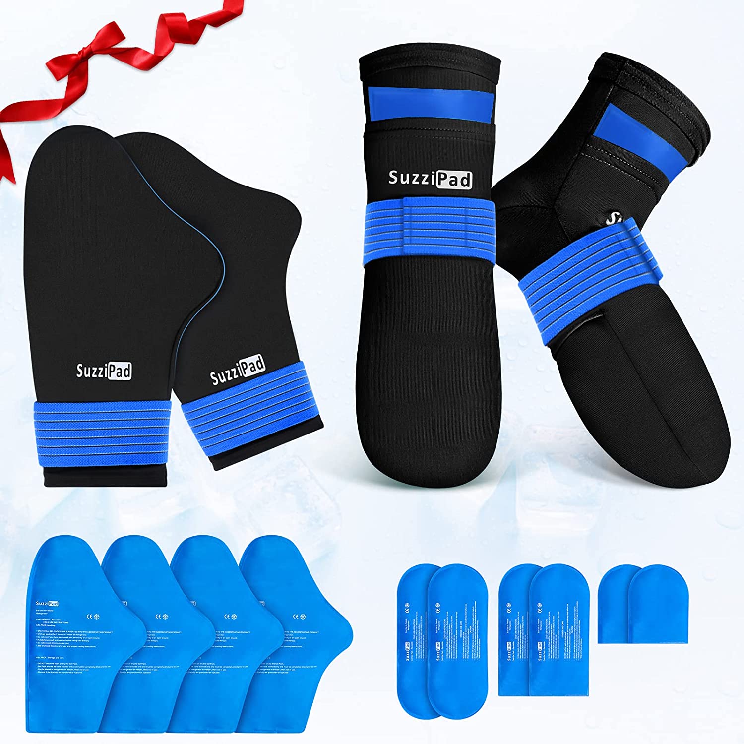  SuzziPad Cold Therapy Socks and Hand Ice Pack, Cold