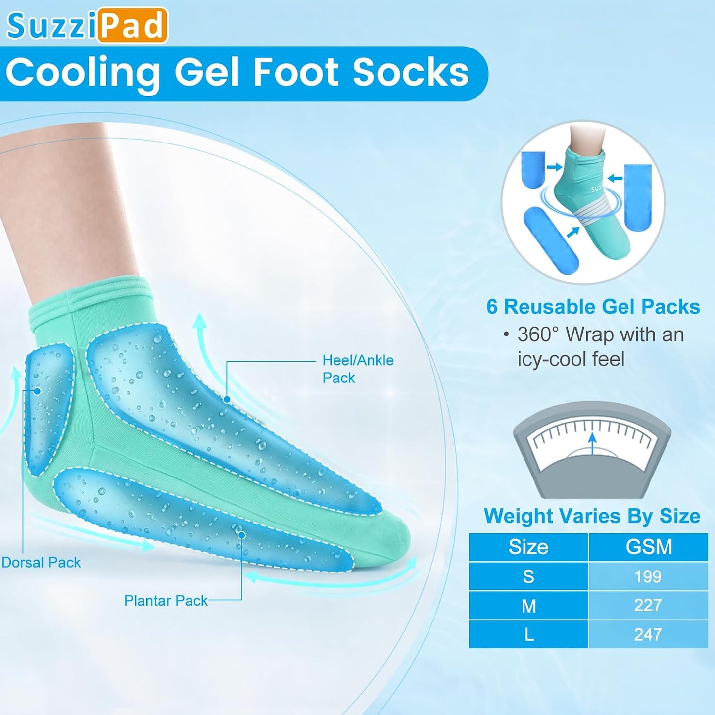 SuzziPad Cold Therapy Gloves & Socks for Small Hands & Feet, Reusable Ice Pack Cooling Wraps for Youth & Adults, Daily Comfort