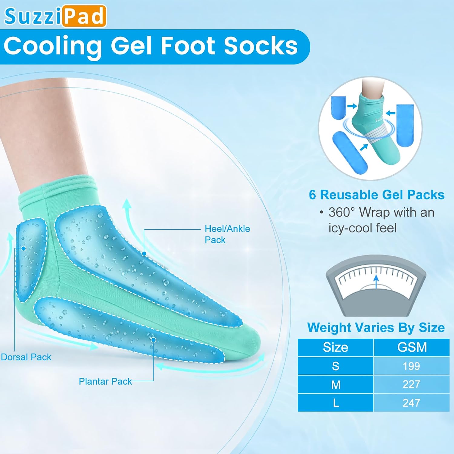 SuzziPad Cold Therapy Gloves & Socks for Small Hands & Feet, Reusable Ice Pack Cooling Wraps for Youth & Adults, Daily Comfort