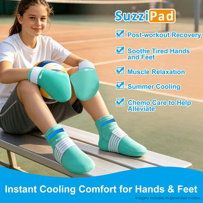 SuzziPad Cold Therapy Gloves & Socks for Small Hands & Feet, Reusable Ice Pack Cooling Wraps for Youth & Adults, Daily Comfort