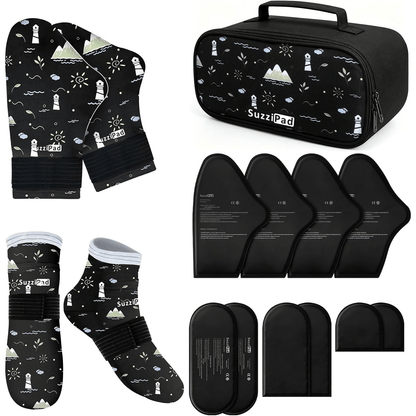SuzziPad Chemo Gloves and Socks with Insulated Bag for Chemo Patients, Tired Achy Hands & Feet, Swelling Comfort, Chemotherapy Must Haves for Chemo Side Effects, Ditsy Floral