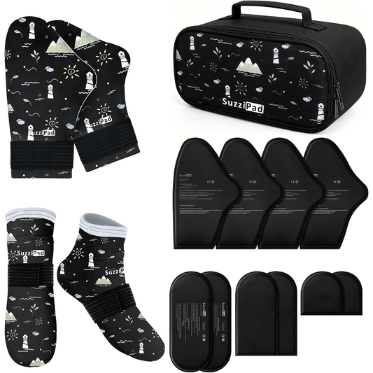 SuzziPad Chemo Gloves and Socks with Insulated Bag for Chemo Patients, Tired Achy Hands & Feet, Swelling Comfort, Chemotherapy Must Haves for Chemo Side Effects, Ditsy Floral