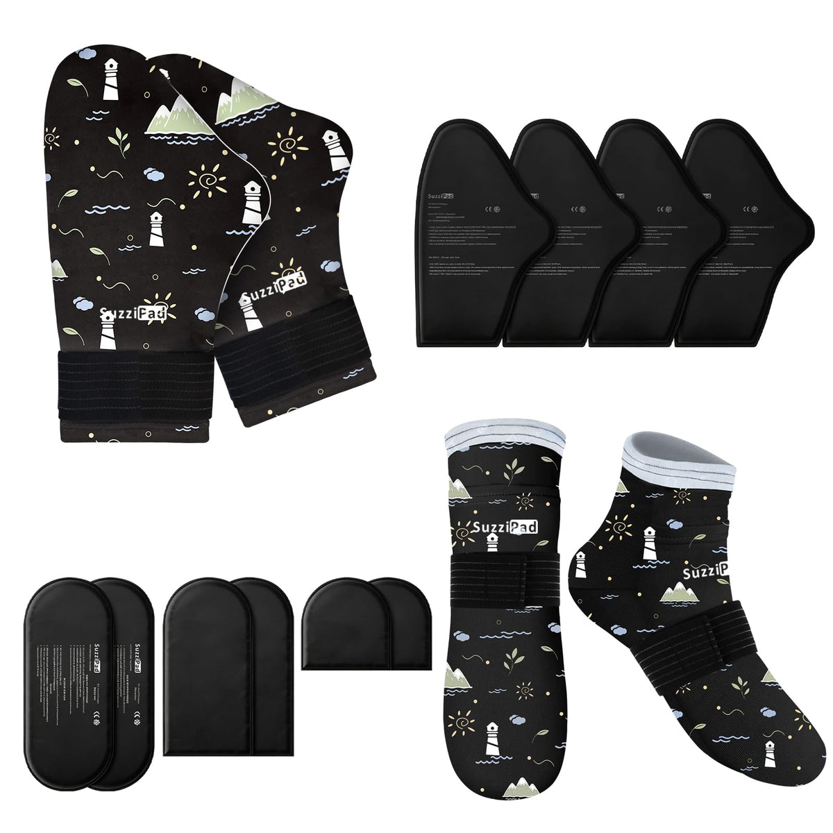 SuzziPad Cold Socks & Hands Ice Pack for Chemo, Allover Print