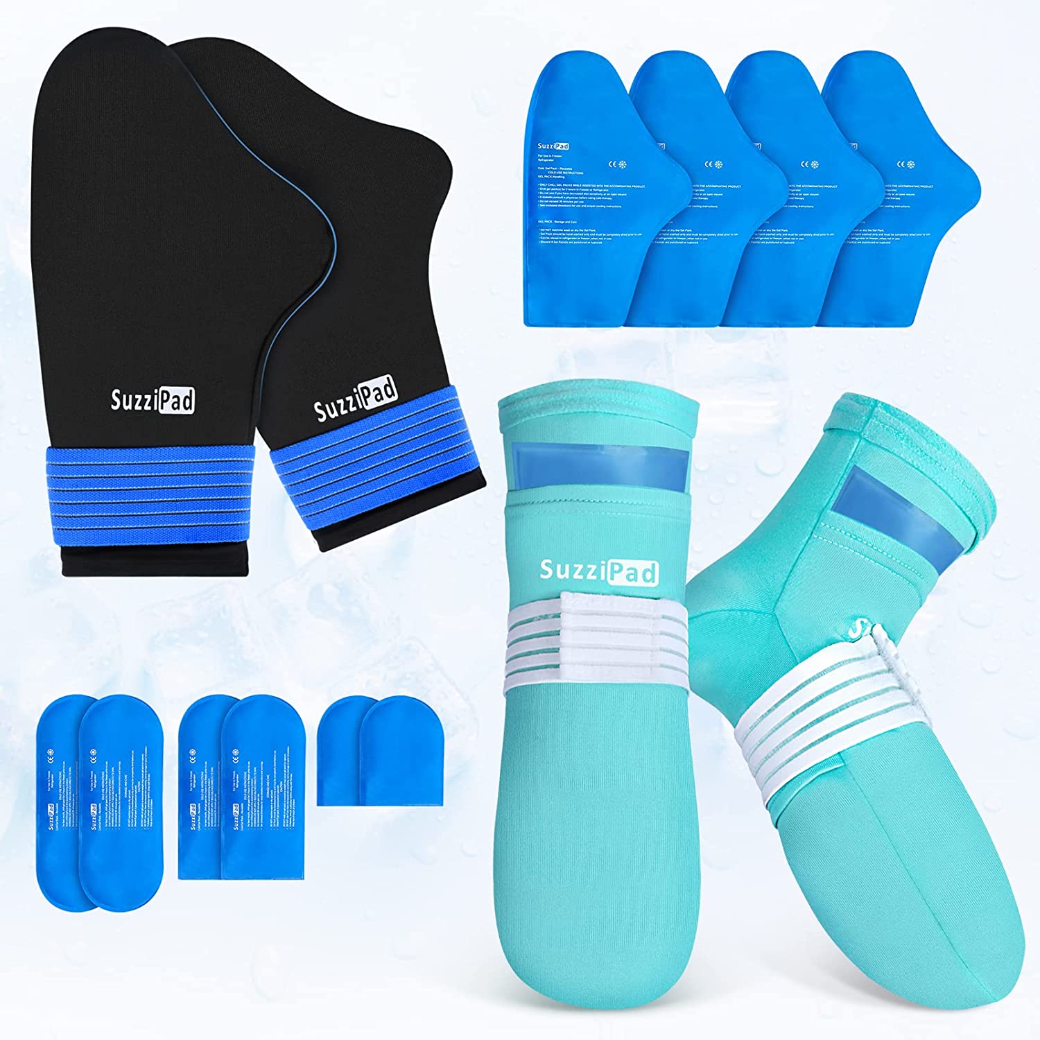 SuzziPad Cold Therapy Socks & Hand Ice Pack Cold Gloves for Chemothera