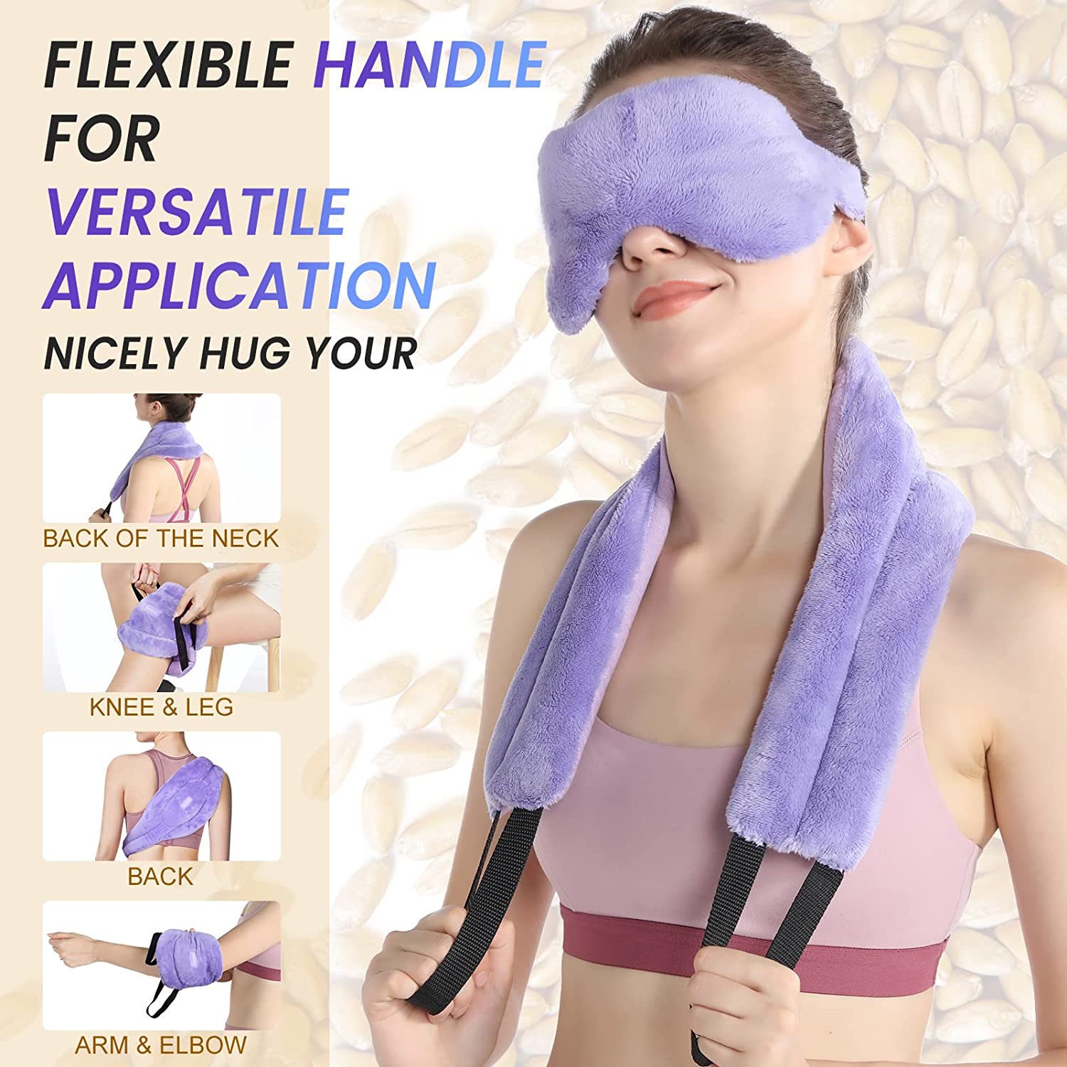 SuzziPad Microwavable Heating Pad for Neck Pain with Heated Eye Mask