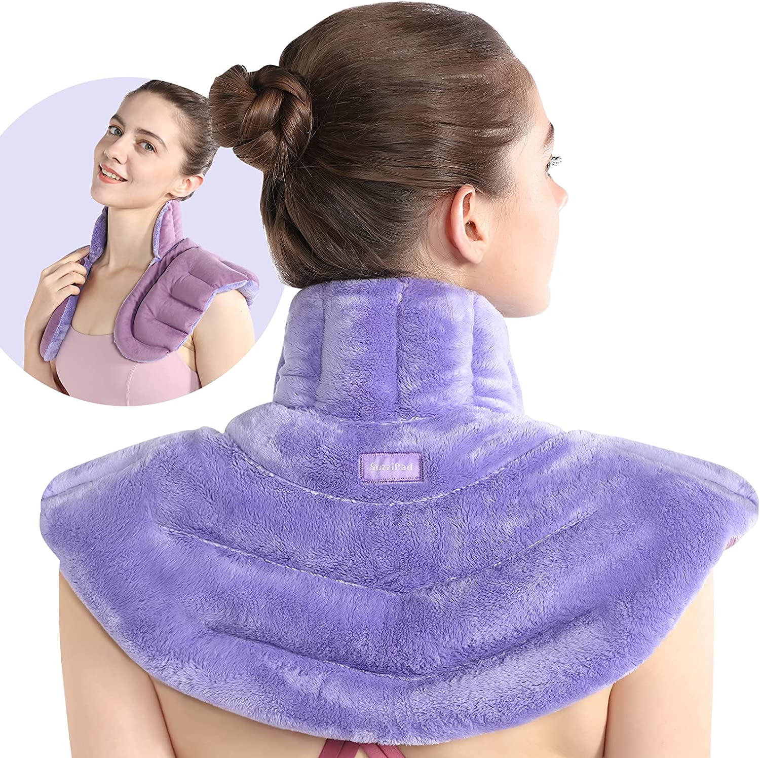 Products SuzziPad Microwave Heating Pad for Neck and Shoulders, Weighted Neck and Shoulder Wrap for Pain Relief and Spasm,