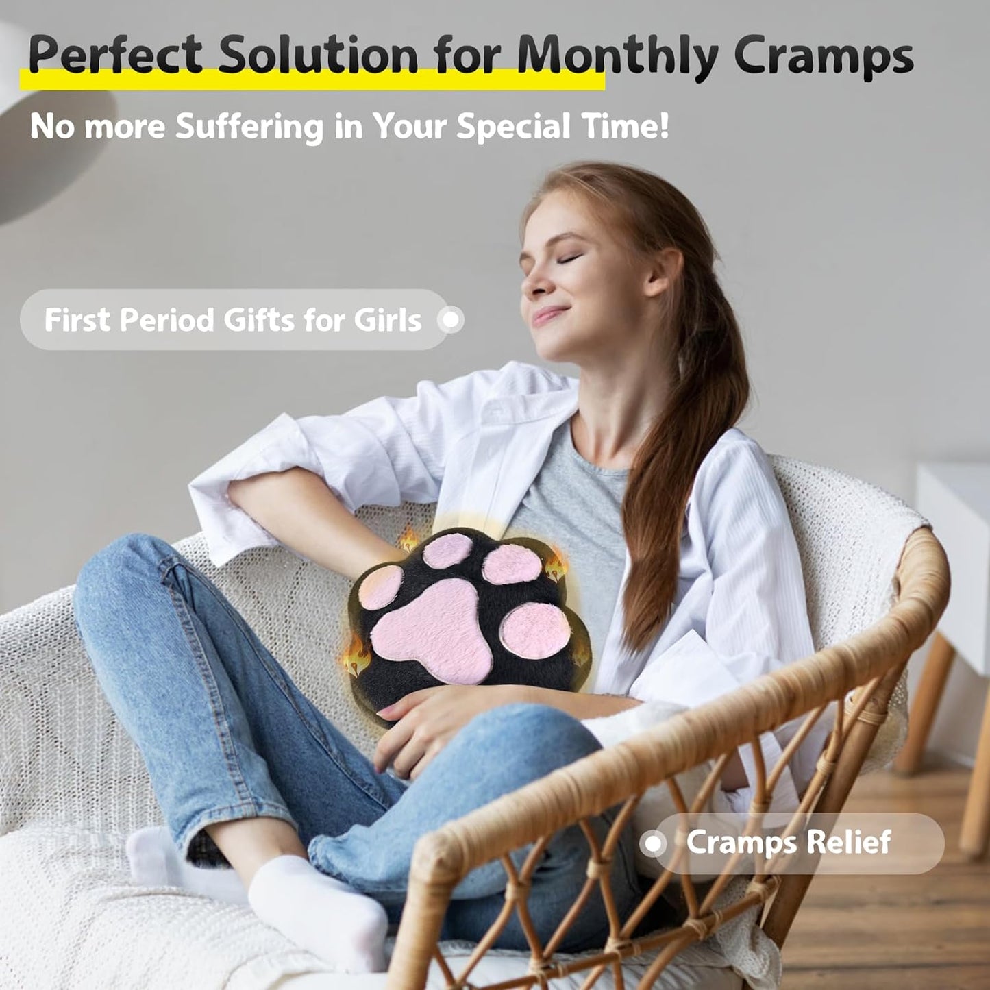 SuzziPad Cute Microwave Heating Pads for Cramps & Period Pain Relief, Weighted Stuffed Animals for Anxiety & Cuddle