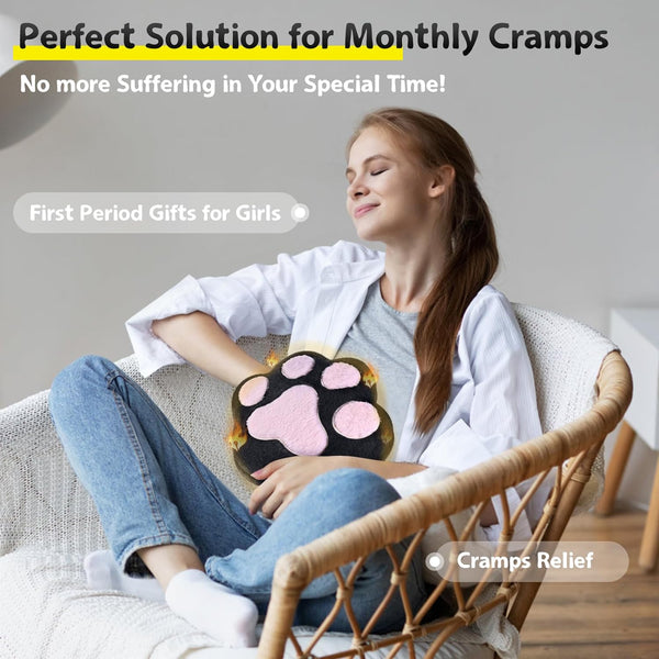 SuzziPad Cute Microwave Heating Pads for Cramps & Period Pain Relief, Weighted Stuffed Animals for Anxiety & Cuddle; Stress Relief Gifts for Women & Girls; Moist Heat Pack with Washable Cover, Cat