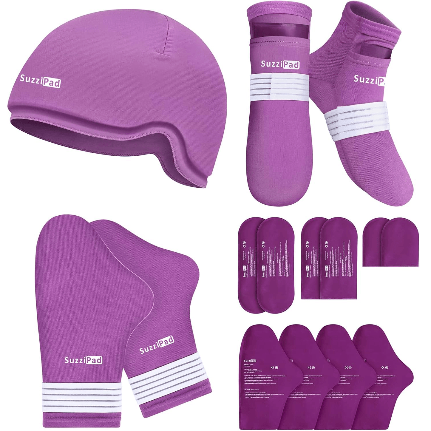 SuzziPad Chemo Care Package, Chemo Gloves and Socks for Neuropathy, Cold Caps for Chemotherapy