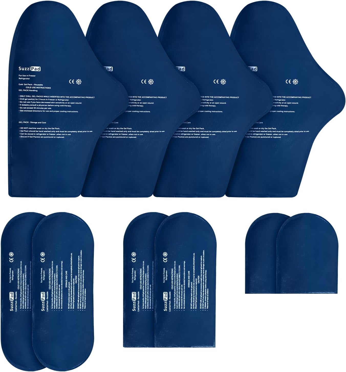 SuzziPad Replacement Ice Gel Packs for Cold Therapy Gloves and Socks(10-Piece Set)