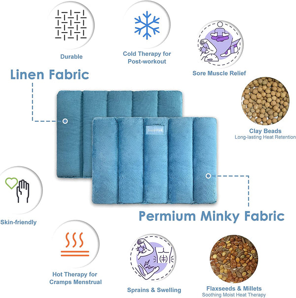 SuzziPad Microwave Heating Pad, 8 x 12” Reusable Moist Heating Pads for Cramps, Joint Pain Relief, Arthritis, Sore Muscle, Heat Pad for Shoulder, Knee, Abdominal and Back (Blue)