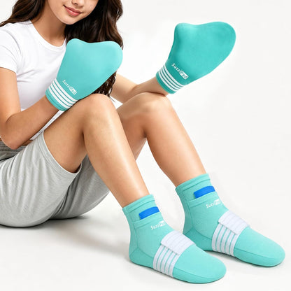 SuzziPad Cold Therapy Gloves & Socks for Small Hands & Feet, Reusable Ice Pack Cooling Wraps for Youth & Adults, Daily Comfort