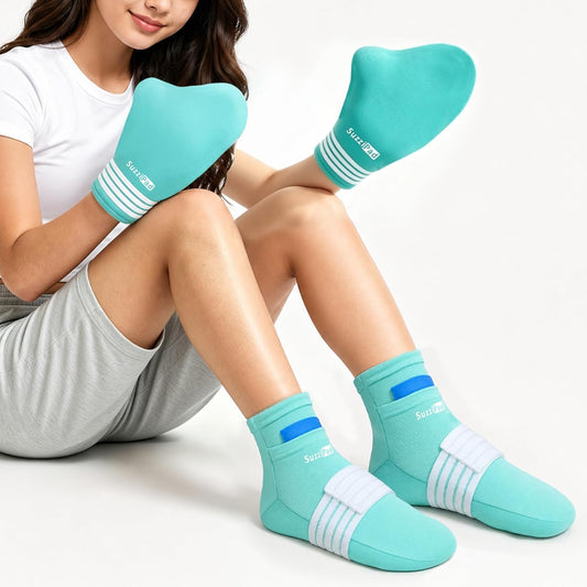 SuzziPad Cold Therapy Gloves & Socks for Small Hands & Feet, Reusable Ice Pack Cooling Wraps for Youth & Adults, Daily Comfort