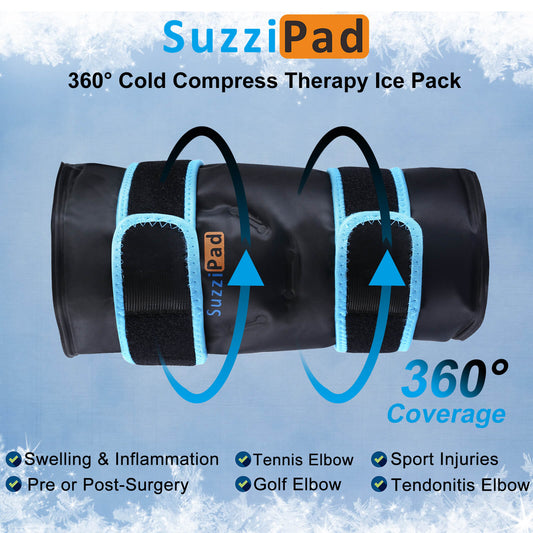 SuzziPad Elbow Ice Pack for Injuries with Double-Sided Fabric Cover
