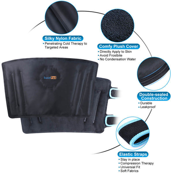 SuzziPad Elbow Ice Pack for Injuries with Double-Sided Fabric Cover
