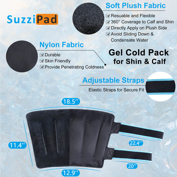Suzzipad Shin Splint Ice Packs for Injuries Resuable Gel