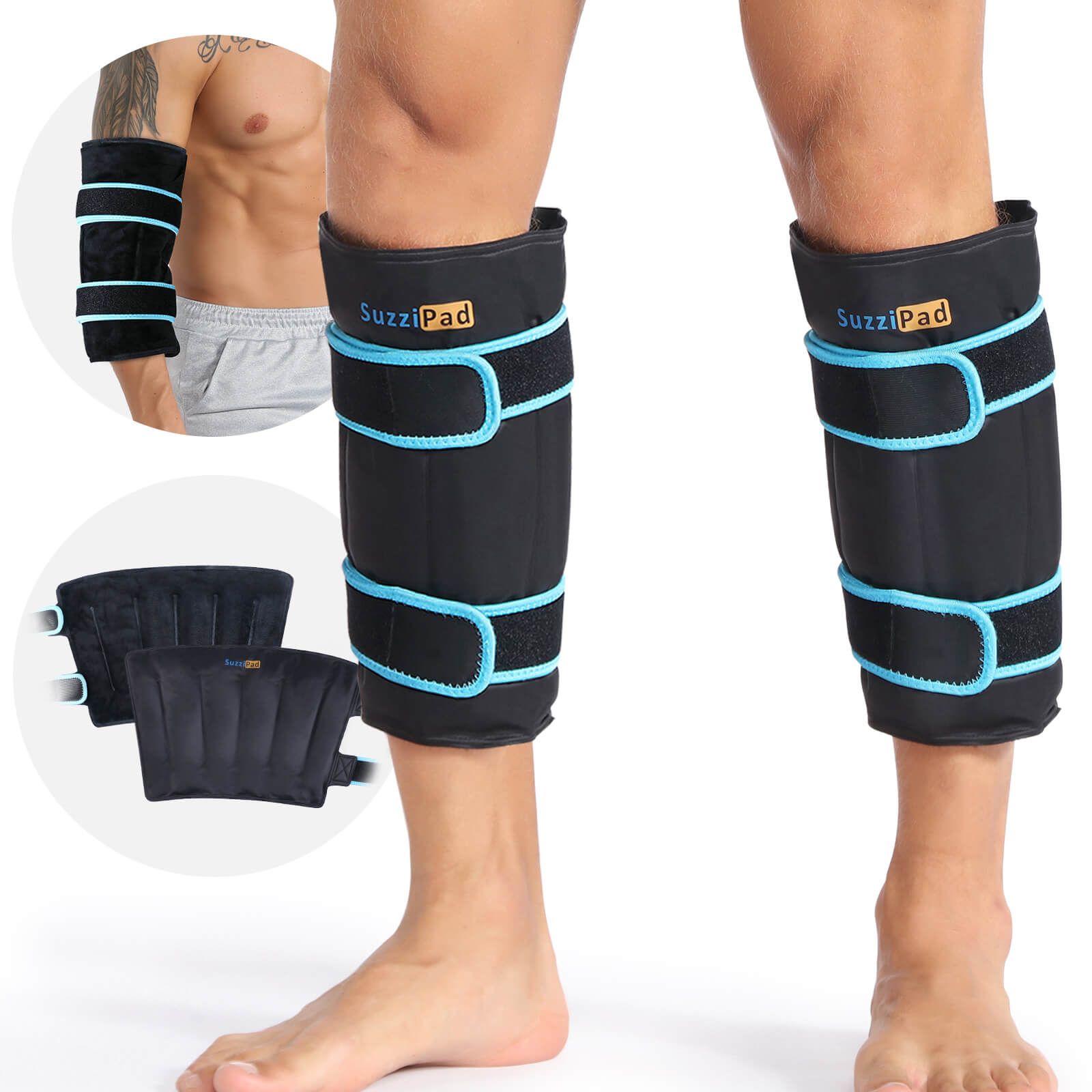 Suzzipad Shin Splint Ice Packs for Injuries Resuable Gel